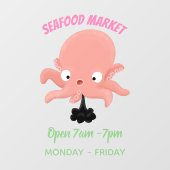 Niedlich-rosa-Kraken-Cartoon-Spaß Fensteraufkleber (Blatt)