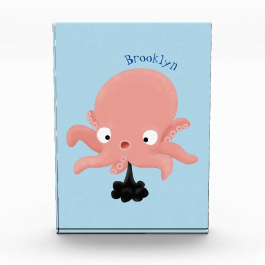 Niedlich-rosa-Kraken-Cartoon-Spaß Fotoblock (Vorderseite)