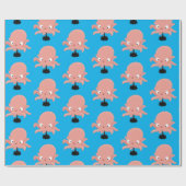 Niedlich-rosa-Kraken-Cartoon-Spaß Geschenkpapier (Flach)