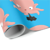 Niedlich-rosa-Kraken-Cartoon-Spaß Geschenkpapier (Rolleneckpunkt)