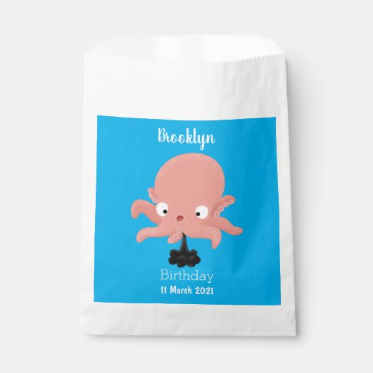 Niedlich-rosa-Kraken-Cartoon-Spaß Geschenktütchen (Vorderseite)