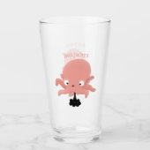 Niedlich-rosa-Kraken-Cartoon-Spaß Glas (Vorderseite)