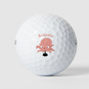 Niedlich-rosa-Kraken-Cartoon-Spaß Golfball