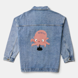 Niedlich-rosa-Kraken-Cartoon-Spaß Jeansjacke