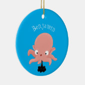 Niedlich-rosa-Kraken-Cartoon-Spaß Keramik Ornament (Rechts)