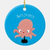 Niedlich-rosa-Kraken-Cartoon-Spaß Keramik Ornament (Hinten)