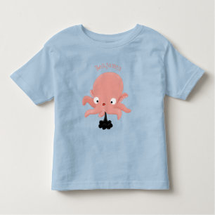 Niedlich-rosa-Kraken-Cartoon-Spaß Kleinkind T-shirt