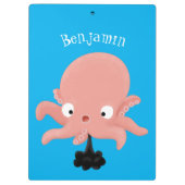 Niedlich-rosa-Kraken-Cartoon-Spaß Klemmbrett (Rückseite)