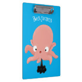 Niedlich-rosa-Kraken-Cartoon-Spaß Klemmbrett (Rechts)