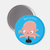 Niedlich-rosa-Kraken-Cartoon-Spaß Magnet (Vorderseite/Rückseite)