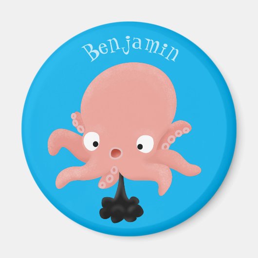 Niedlich-rosa-Kraken-Cartoon-Spaß Magnet (Vorne)