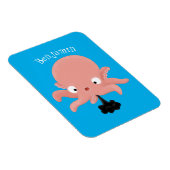 Niedlich-rosa-Kraken-Cartoon-Spaß Magnet (Rechte Seite)