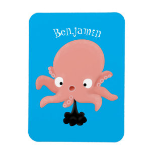 Niedlich-rosa-Kraken-Cartoon-Spaß Magnet