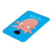 Niedlich-rosa-Kraken-Cartoon-Spaß Magnet (Linke Seite)