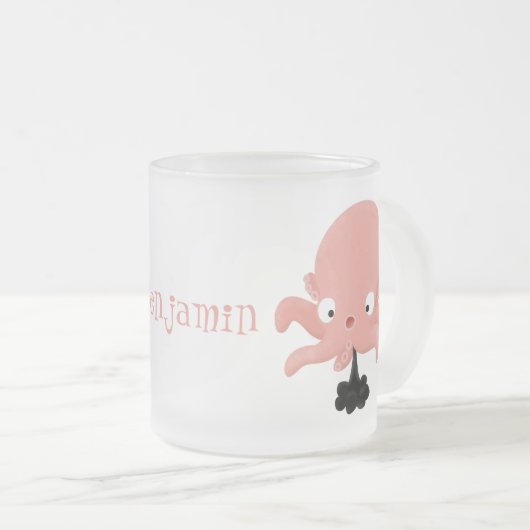 Niedlich-rosa-Kraken-Cartoon-Spaß Mattglastasse (VorderseiteRechts)