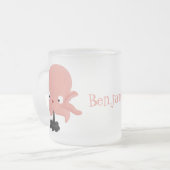 Niedlich-rosa-Kraken-Cartoon-Spaß Mattglastasse (Vorderseite Links)