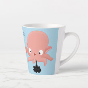 Niedlich-rosa-Kraken-Cartoon-Spaß Milchtasse