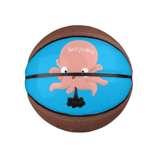 Niedlich-rosa-Kraken-Cartoon-Spaß Mini Basketball (Vorderseite)