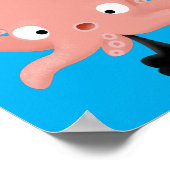 Niedlich-rosa-Kraken-Cartoon-Spaß Poster (Ecke)