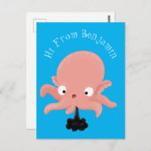 Niedlich-rosa-Kraken-Cartoon-Spaß Postkarte (Vorne/Hinten)