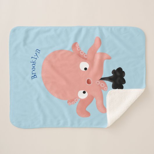 Niedlich-rosa-Kraken-Cartoon-Spaß Sherpadecke (Vorderseite (Horizontal))