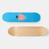 Niedlich-rosa-Kraken-Cartoon-Spaß Skateboard (Horizontal)