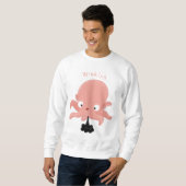 Niedlich-rosa-Kraken-Cartoon-Spaß Sweatshirt (Vorne ganz)