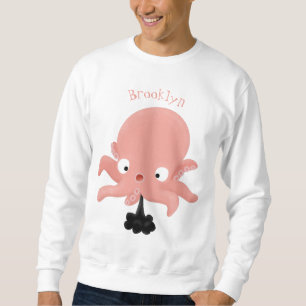 Niedlich-rosa-Kraken-Cartoon-Spaß Sweatshirt