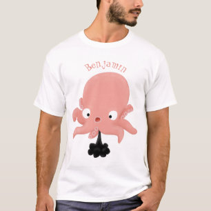 Niedlich-rosa-Kraken-Cartoon-Spaß T-Shirt