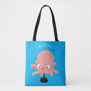 Niedlich-rosa-Kraken-Cartoon-Spaß Tasche