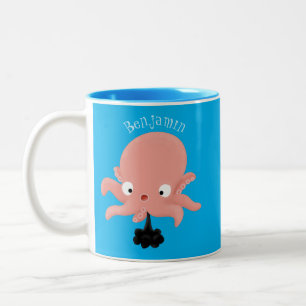 Niedlich-rosa-Kraken-Cartoon-Spaß Zweifarbige Tasse