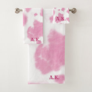 Niedlich rosa Kuh Print Western Rodeo Badhandtuch Set