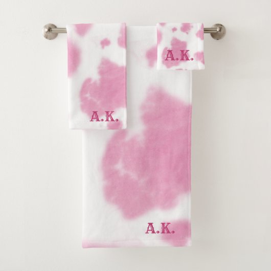 Niedlich rosa Kuh Print Western Rodeo Badhandtuch Set (Insitu)