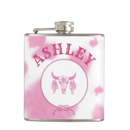 Niedlich rosa Kuh Print Western Rodeo Custom Flachmann