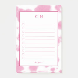 Niedlich rosa Kuh Print Western Rodeo Monogramm Post-it Klebezettel