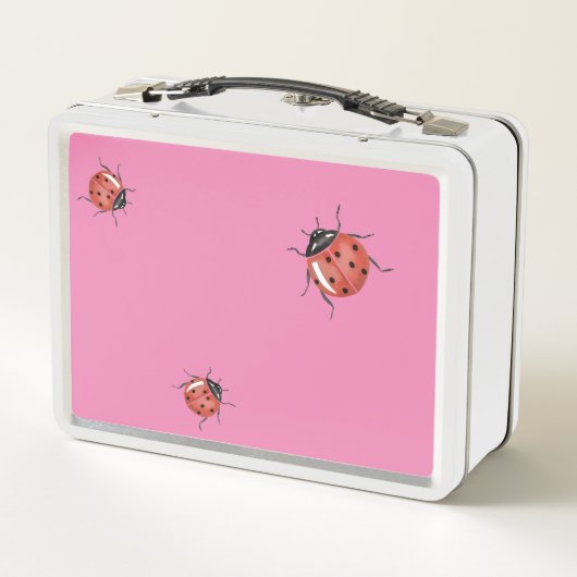 Niedlich rosa Ladybug Metall Brotdose (Rückseite)