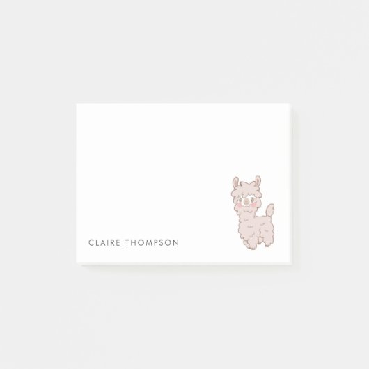 Niedlich rosa Lama Post-it Klebezettel (Vorderseite)