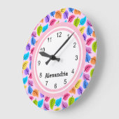 Niedlich rosa Leathan Große Wanduhr (Winkel)