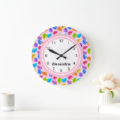 Niedlich rosa Leathan Große Wanduhr (Zuhause)