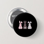Niedlich rosa Leopard Karierte Blume Happy Osterso Button (Vorne & Hinten)