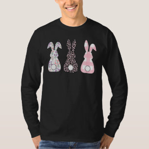 Niedlich rosa Leopard Karierte Blume Happy Ostertr T-Shirt