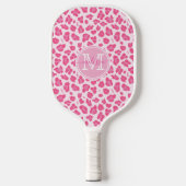 Niedlich rosa Leopardrucke | MIT MONOGRAMM Pickleball Schläger (Vorderseite)