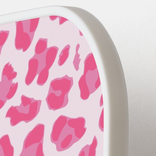 Niedlich rosa Leopardrucke | MIT MONOGRAMM Pickleball Schläger (Linke Seite)