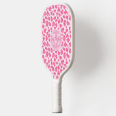 Niedlich rosa Leopardrucke | MIT MONOGRAMM Pickleball Schläger (Links)