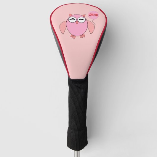 Niedlich rosa Liebe Sie Owl Golf Driver Cover Headcover (Vorderseite)