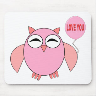 Niedlich rosa Liebe Sie Owl Mousepad