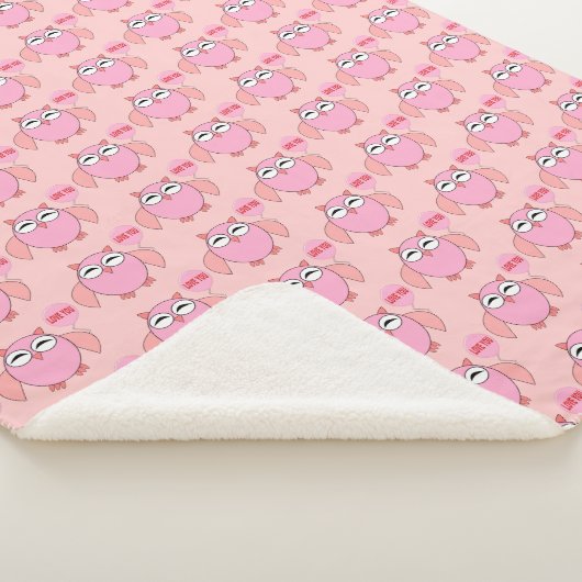 Niedlich rosa Liebe Sie Owl Sherpa Blankon Sherpadecke (3/4)