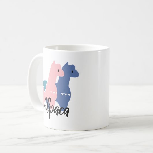 Niedlich-rosa-Lila-Alpaca-Illustration Kaffeetasse (Vorderseite Links)
