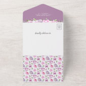 Niedlich rosa Lila Blumenkatzendusche All In One Einladung (Außenbereich)