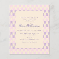 Niedlich rosa Lila Budget Kinderdusche Einladung